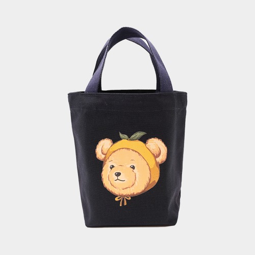 Mandarin Bear Mini Tote Bag - Navy