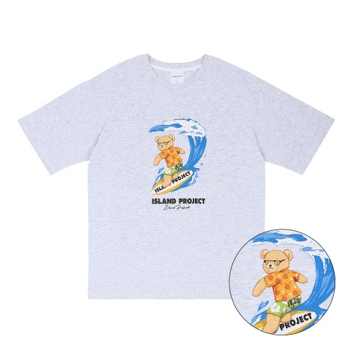 Surfing Bear T-Shirt - Ash