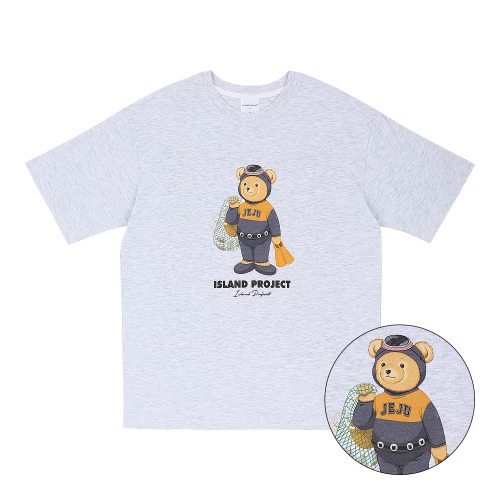 JEJU Diver Bear T-Shirt - Ash