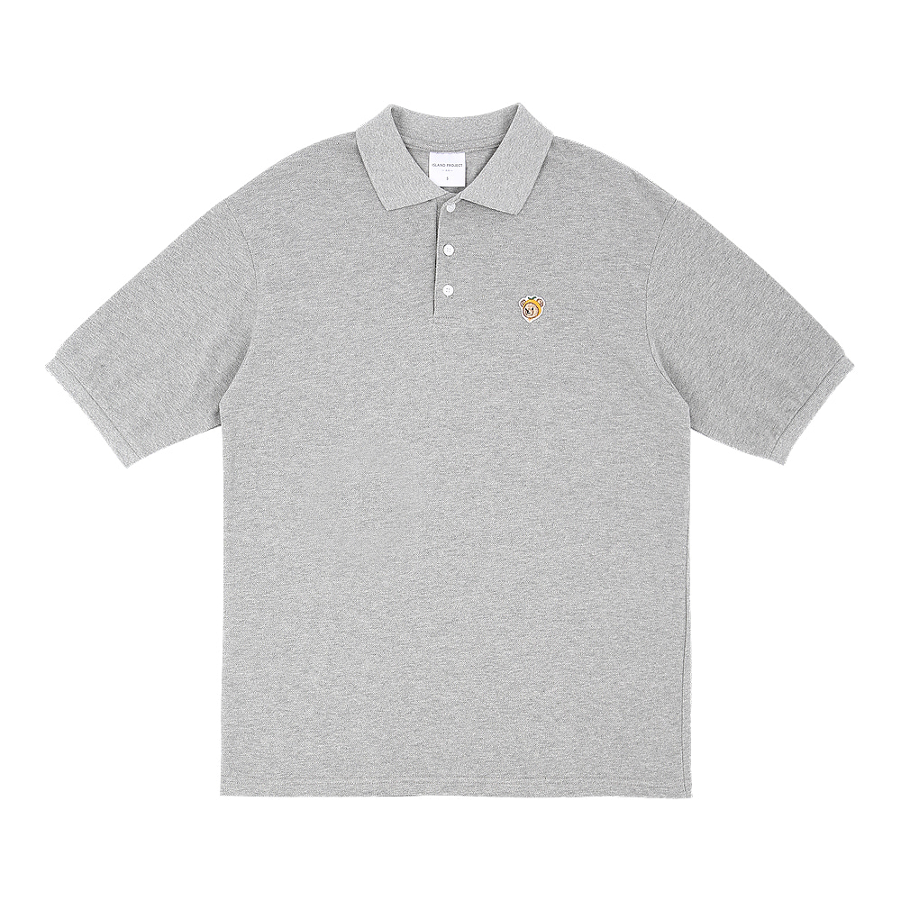 Mandarine Bear Patch PK T-Shirt - Gray